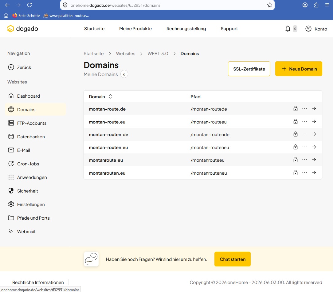 Zugang zum Hosting-Paket